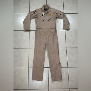 Gibson & Barnes Khaki Coveralls Nomex IIIA Flight Suit Sz 40 T Military USA Made